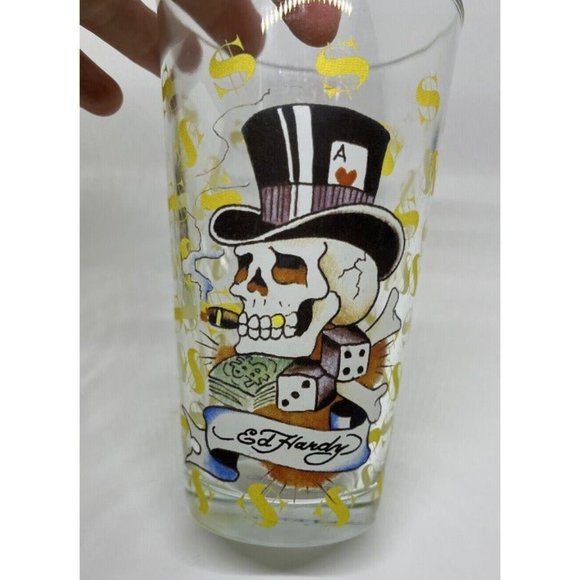 Ed Hardy Tattoo Art Pint Glass Christian Audigier  Las Vegas Skull,Snake,Tiger - Picture 2 of 10